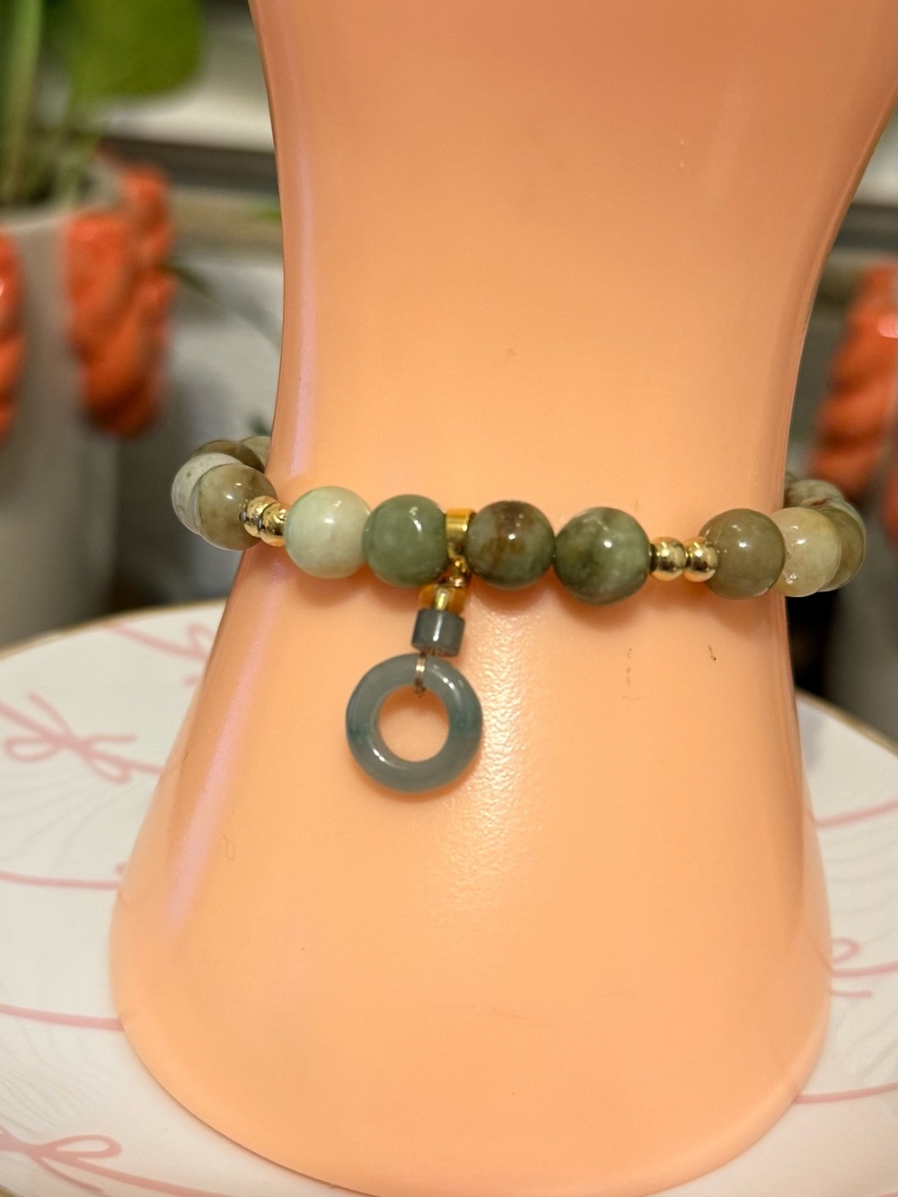 Natural Jade Bracelet with Charm
